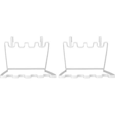 Lot de 2 supports de sacs poubelle suspendus, pliables, en fer, à fixer sous l'évier ou sur la porte d'un placard de cuisine (blanc). (1/3)