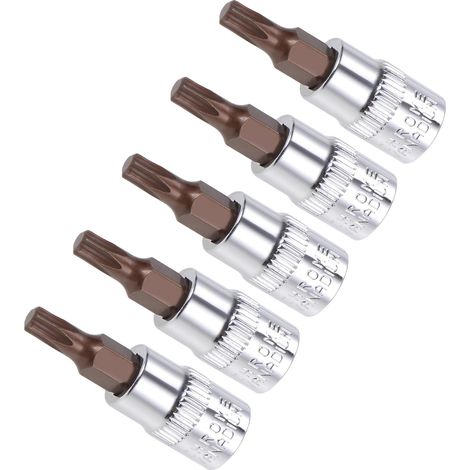 Embouts de Tournevis Torx, Embout Métrique T15 1/4" Drive 1,5" de Long, Acier Allié S2 Traité Thermiquement Cr-V - (Applications : pour les Fixations), 5 Pièces (1/5)