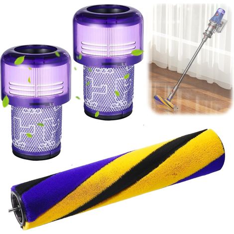 V12 Filter für Dyson,Ersatzbürste für Dyson V12 Detect Slim Series Staubsauger,Zubehör für Dyson Staubsauger Mit 1 Stück Ersatzbürste und 2 Stück Ersatzfilter