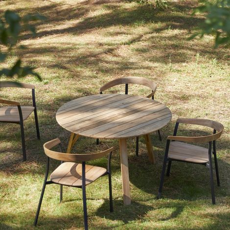 Table de jardin en bois de teck recyclé 120 Katrine (1/5)