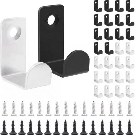Lot de 30 Crochet Porte Manteau Mural, Patère Murale, Noir + Argent (1/5)