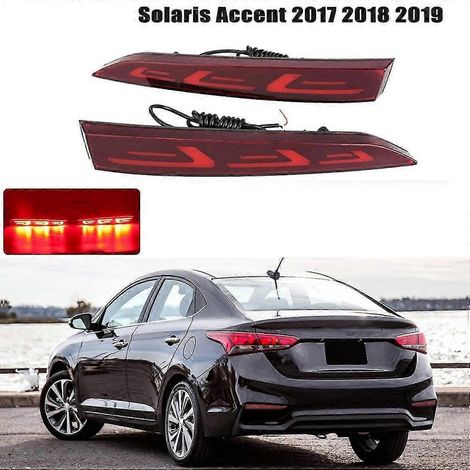 par de reflectores LED para parachoques trasero de coche, luz de freno de advertencia, luz trasera, luz antiniebla de estacionamiento para Hyundai Solar (1/4)