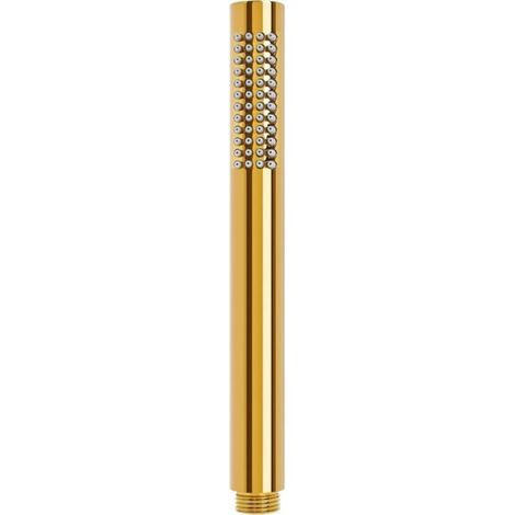 Einstrahl-Handbrause mit 48 Antikalkdüsen für Durchlauferhitzer, doppelwandige Handbrause (gold)