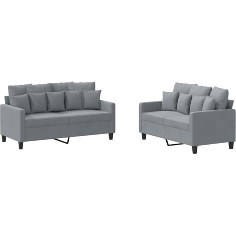 Maison Exclusive - Set di Divani 2 pz con Cuscini Grigio Chiaro in Tessuto (1/5)