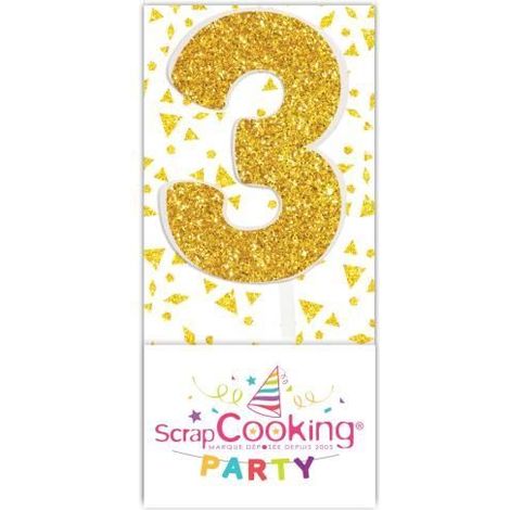Bougie - SCRAP COOKING PARTY - Mini bougie 3" dorée - Décoration anniversaire - Intérieur - Mixte
