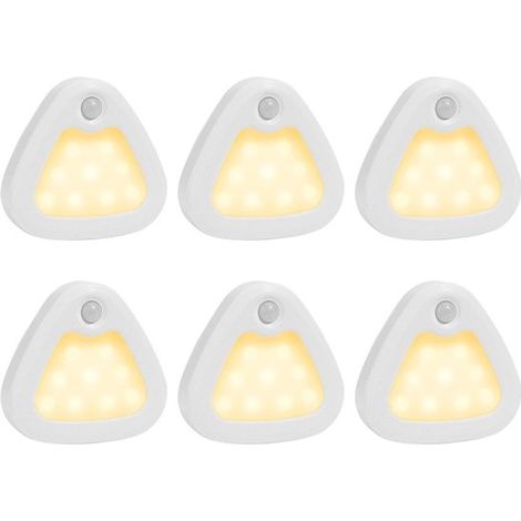 Paquete de 6 luces LED triangulares magnéticas inalámbricas para armarios con sensor de movimiento (blanco cálido 3200K) (1/5)