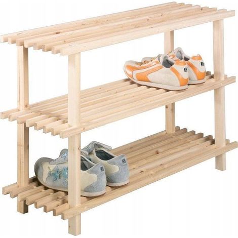 Zeller Scarpiera in legno naturale 80 cm 3 livelli