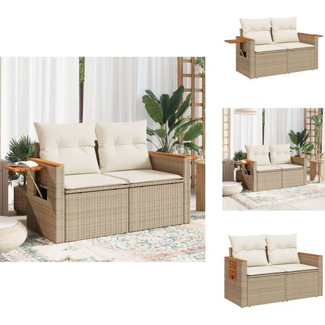 Canapé de jardin avec coussins 2 places beige résine tressée - Canapé De Jardin - Salon De Jardin - Meuble De Jardin - Résine Tressée - Rotin Synthétique (1/5)