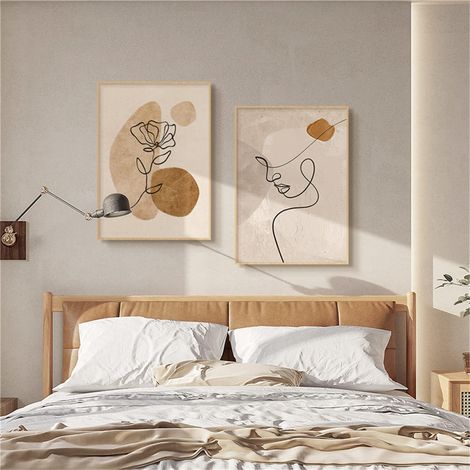 CCYKXALot de 2 posters beige impression sur toile asthétique sans cadre décoration murale style bohème salon chambre à coucher 50 x 70 cm (1/5)
