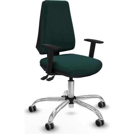 Elche AS similpiel verde botella brazos 1D base cromada ruedas engomadas 65mm (1/5)