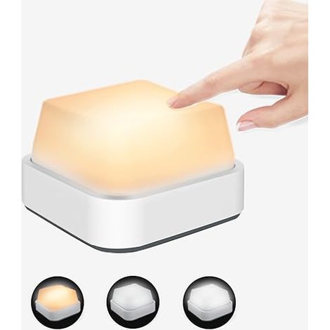 Lámpara de noche infantil, lámpara de noche LED, lámpara de mesita de noche para bebé, luz nocturna magnética recargable por USB con 3 colores, luz estática regulable portátil para la habitación del b (1/5)