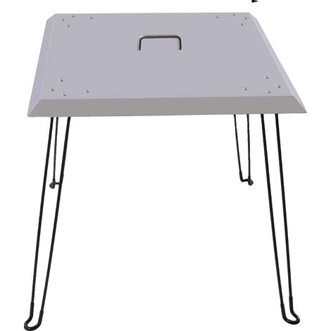 Déflecteur de chaleur pour foyer, en acier inoxydable, jambes pliables, GRIS (1/2)