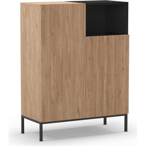 Mueble auxiliar 2 puertas abatibles md-Roque acabado roble sepet/negro. 120cm(alto) 90cm(ancho) 40cm(prof.) (1/4)