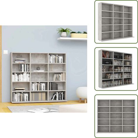 Armoire à CD Gris béton 102x23x89,5 cm Bois d’ingénierie - Meuble Rangement Cd - Bibliothèque Cd - Meuble Audio - Rangement Disque - Armoire Cd Gris (1/5)