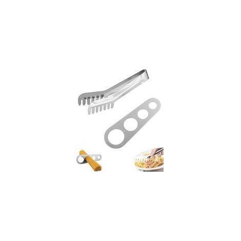 Righello per pasta + pinze per pasta, pinze per alimenti in acciaio inox, strumento per misurare la pasta, piccolo righello da cucina - Crezuo