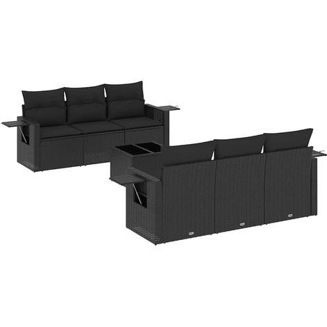 Maison Exclusive - Set Divani da Giardino con Cuscini 7pz Nero Polyrattan (1/5)