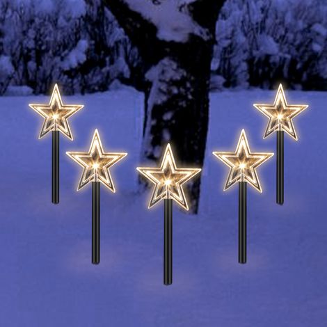 SWANEW Set di 5 stelle LED illuminate su bastoncini. ghirlanda luminosa per esterni (1/5)