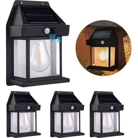 Set 4 Applique Solari da Esterno – Lampade da Parete con Sensore Crepuscolare IP65 (1/5)