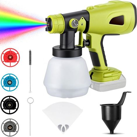 Pulvérisateur de peinture sans fil compatible avec la batterie Ryobi 18V, pulvérisateur de peinture électrique with4 buses et 3 modèles de pulvérisation, conteneur 1000ML (1/5)