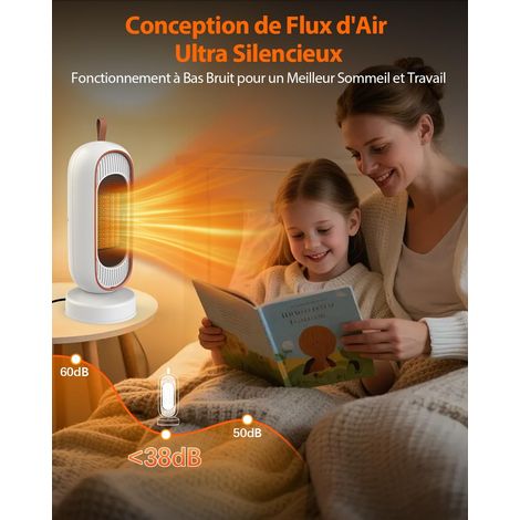 Tragbarer 800/1300-W-Elektroheizer mit PTC-Thermostat, 2 Heizstufen und Überhitzungsschutz, ideal für Wohnzimmer, Schlafzimmer und Büro. (1/5)