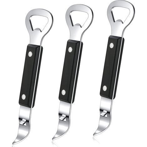 Ouvre-Boîte - Double Tête - Acier Inoxydable Noir - Pour Boîtes Métalliques - Lot de 3 (1/5)
