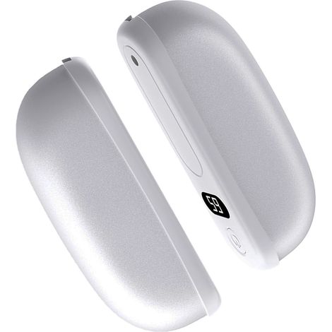 Magnetische Handwärmer, silberfarben, wiederaufladbar, 3600 mAh, Digitalanzeige, schnelles Aufheizen, 3 Temperaturstufen für den Winter (1/5)
