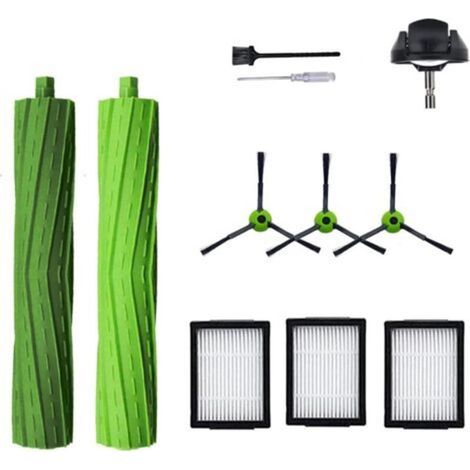 Ricambi per aspirapolvere iRobot Roomba J7 I7 I6 I3 I4 I2 I5 I8 I1+/Plus E5 E6 IEJ, 1 set di spazzole a rullo in gomma, 1 ruota anteriore, 4 filtri, 4 spazzole laterali -Crezuo