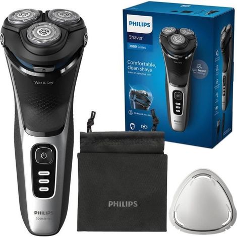 Rasoir électrique - PHILIPS - Series 3000 - Wet & Dry - Technologie SkinProtect - Noir