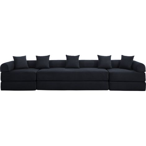 ELVMI Sofá Modular Convertible con Bolsillo Lateral, en Pana, Negro (1/5)