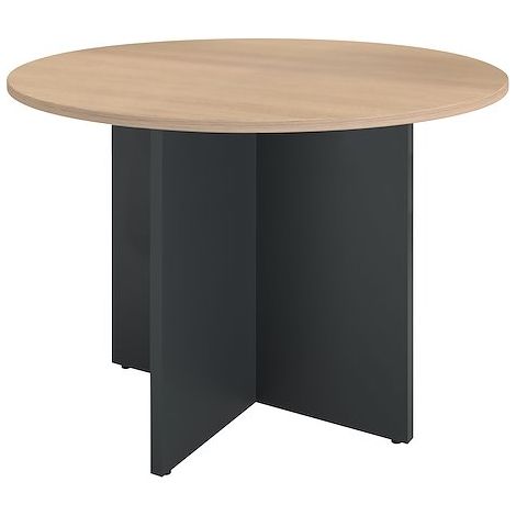 Table ronde 100 cm plateau chêne clair pieds croix anthracite Essens - Maxiburo