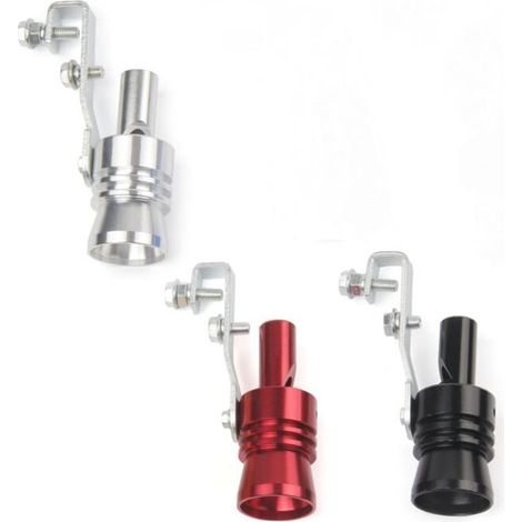 3 pièces sifflet turbo, simulateur de son blow-off pour tuyau d'échappement, diamètre 56 à 85 mm, alliage d'aluminium, noir/argent/rouge (1/4)