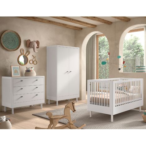 Chambre bébé Forrest: lit bébé 70x140cm, commode, armoire - bois (1/4)