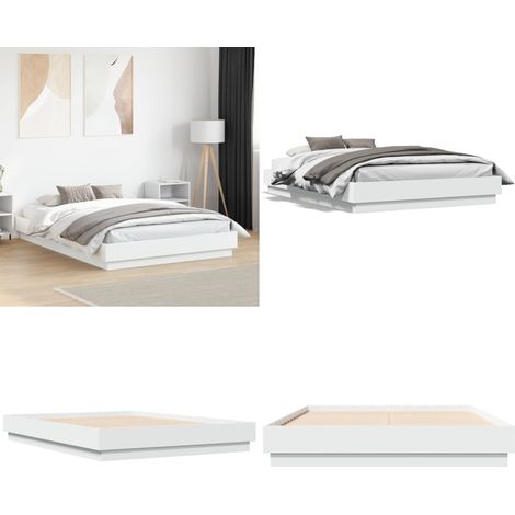 Cadre de lit sans matelas blanc 140x190 cm - Cadre De Lit - Lit Double - Lit Blanc - Meuble Chambre - Literie - Home & Living
