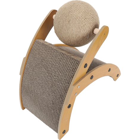 Griffoir pour chat avec boule rotative, tapis à griffer vertical incurvé en carton pour chats d'intérieur (1/5)