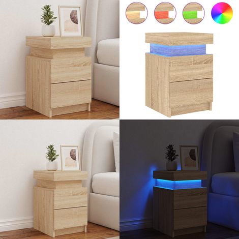 Nachttisch mit LED-Leuchten Sonoma-Eiche 35x39x55 cm - Nachtisch - Nachttischlampe - Wohnzimmerdeko - Beleuchtung - Holzwerkstoff - Home & Living (1/5)