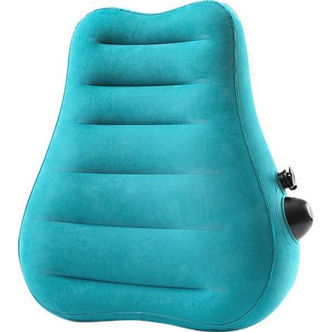 Un coussin gonflable portable bleu paon, en PVC velours uni, gonflable, adapté à tous les types de véhicules et utilisable en toute saison (1/5)