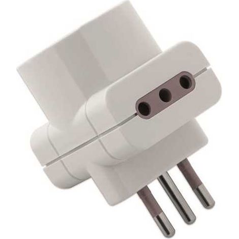 Adaptateur Triple Prise Schuko + 10A P11 - Bouchon 10A S11 Blanc