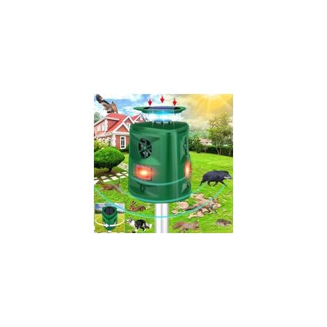 Répulsif solaire à ultrasons 360° pour animaux – Detector de movimiento jusqu'à 9m – Construcción étanche IP44 – Recarga USB incluida