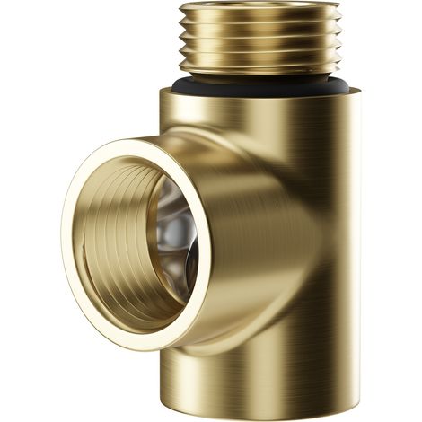 Colore Brushed Brass T Piece for Dual Fuel Heated Towel Rails and Radiators (1/5)