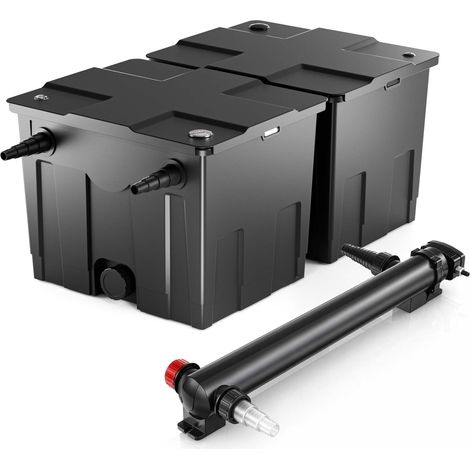 SunSun Komplettset: CBF-350B Teichfilter bis 60000 L Teichfilteranlage als Durchlauffilter, CUV-324 Teichklärer UVC Klärer mit 24 Watt UV-C Leistung (1/5)