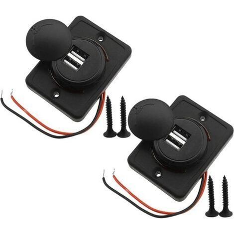2pcs 3.1A Double Prise USB de Voiture Auto Câble Rouge Chargeur Socket 2 Adaptateur Port 12V-24V Charge Panneau de Chargement Connecteur (1/4)