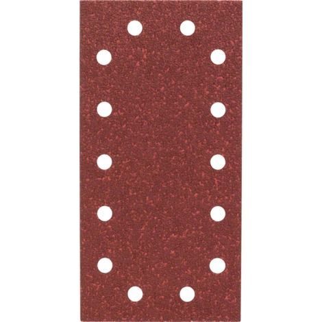 Bosch Accessories 2609256B19 Feuilles abrasives pour Ponceuses vibrantes 115 x 230 Systeme auto agrippant 14 trous Grain 40 Lot de 10 feuilles (1/2)