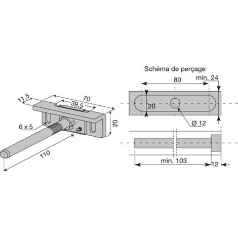 Console invisible diamètre 12 mm 346-02 pour tablette de profondeur maximale 300 mm