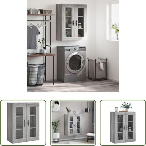 Holzschrank - Wandschrank Grau Sonoma 69,5x34x90 cm Holzwerkstoff (1/5)