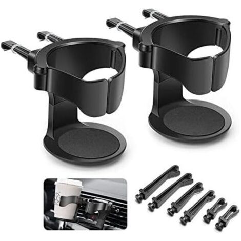 Portabicchieri per auto, set da 2 pezzi, portabicchieri regolabile per auto, per bocchette di ventilazione di auto, camion e camper (nero)