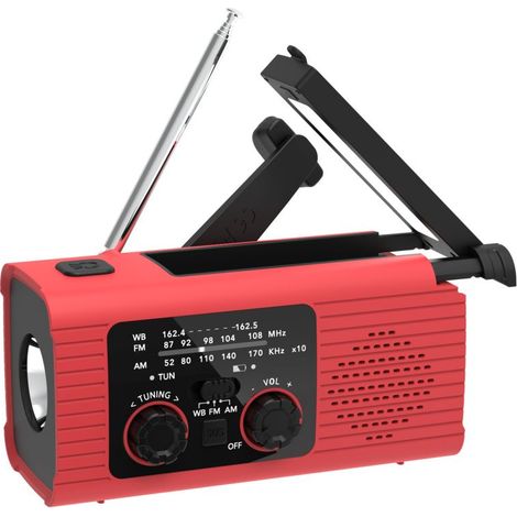 Radio Alerta Meteorológica NOAA - AM FM 7 Canales - Carga Solar Manivela USB - Linterna y Luz de Lectura - 4000 mAh - Interior Exterior (1/5)