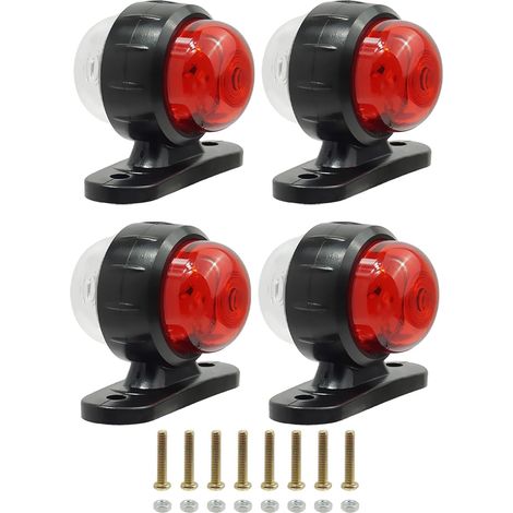 Feux de Gabarit Latéral LED 12v 24v, Feux de Position Latéraux Arrière Blancs Rouges à LED, pour Remorque, Bus, SUV, Caravane, Camionnette, Lot de 4 (1/5)