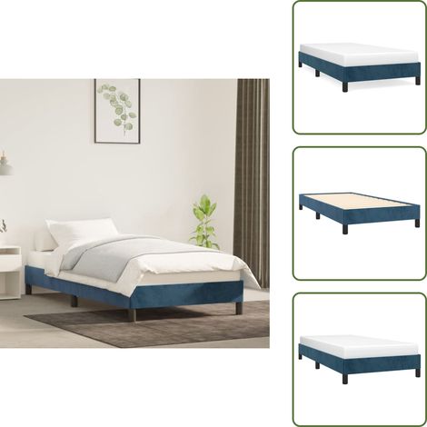 Cadre de lit sans matelas bleu foncé 90x190 cm velours - Cadre De Lit - Lit Double - Lit Velours - Literie - Meubles Chambre (1/5)