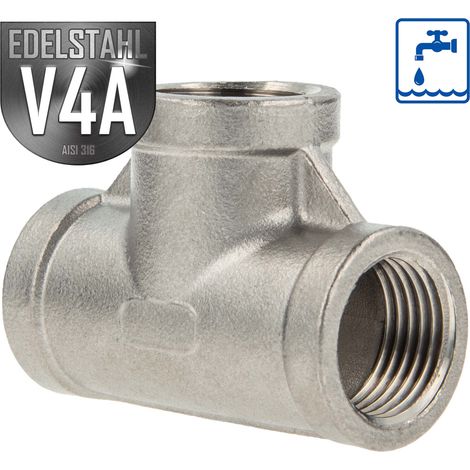 ES T-Stück 90° Edelstahl V4A (AISI 316), allseitig IG 1 Zoll - Typ 130 (1/5)