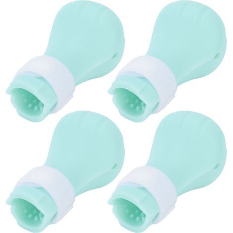 4 Coussinets de Protection Pattes en Silicone Anti-Griffe pour Chat Chien, Manchons de Toilette Lavables, Accessoires de Bain pour Animaux (Vert) (1/5)